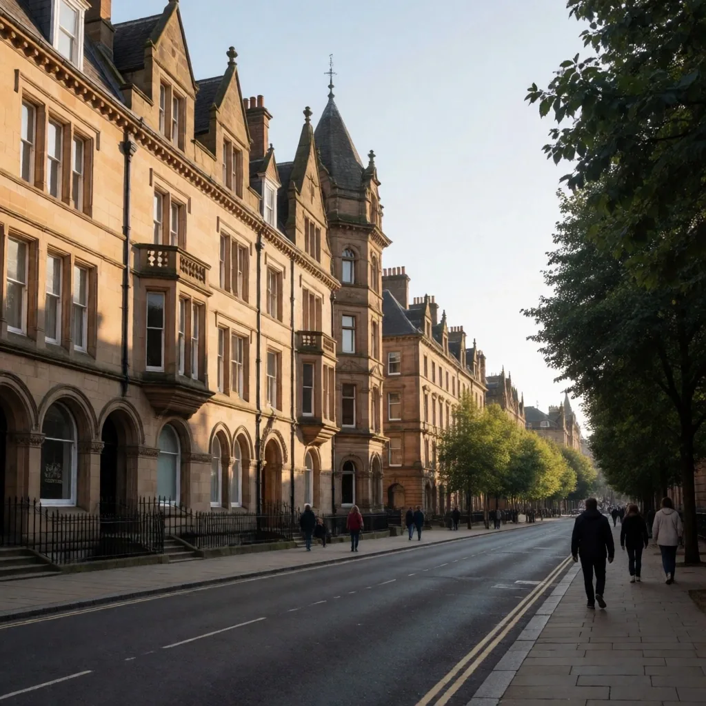 Birmingham street architecture near Colmore Row in warm afternoon light