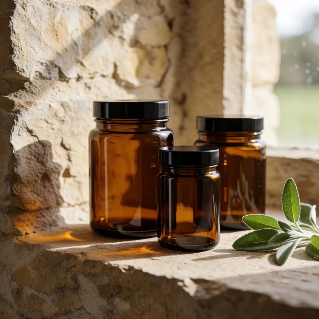 Daily Boost supplement bottles arranged on a stone surface in warm afternoon light