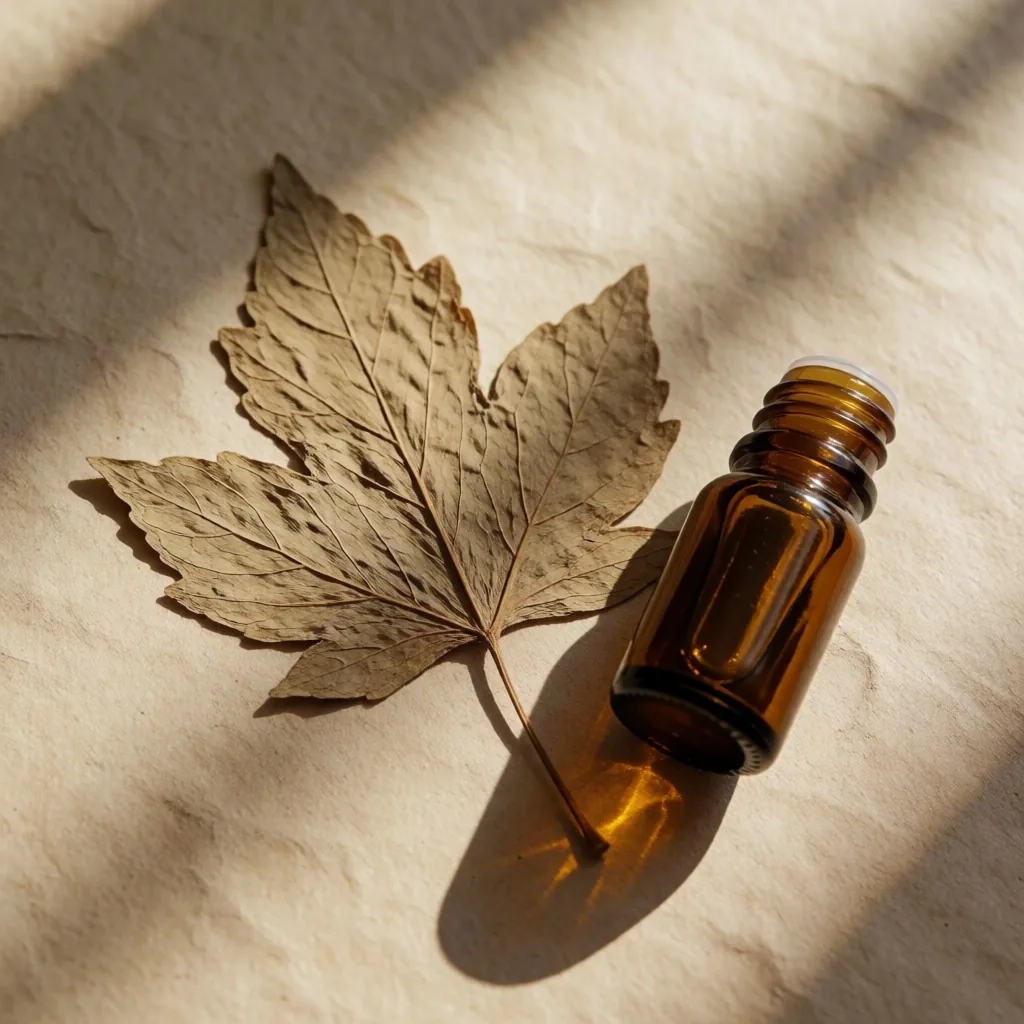 Botanical archive with supplement bottle on textured paper