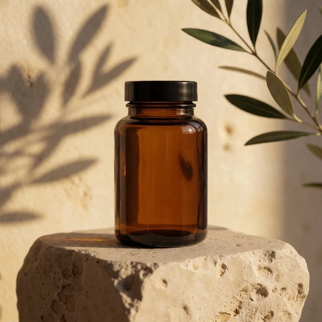 Vitamin D3 Gold bottle in natural light