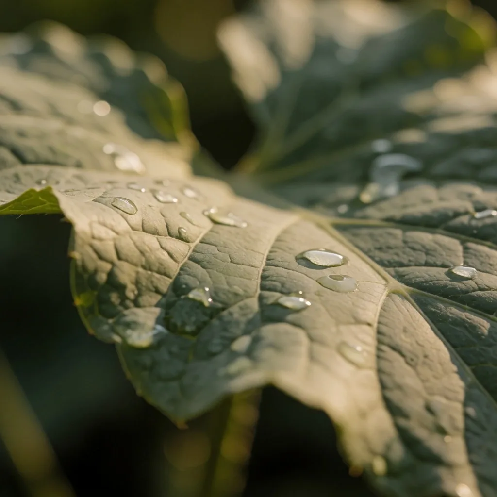 Botanical leaf in warm afternoon light representing natural mineral sources