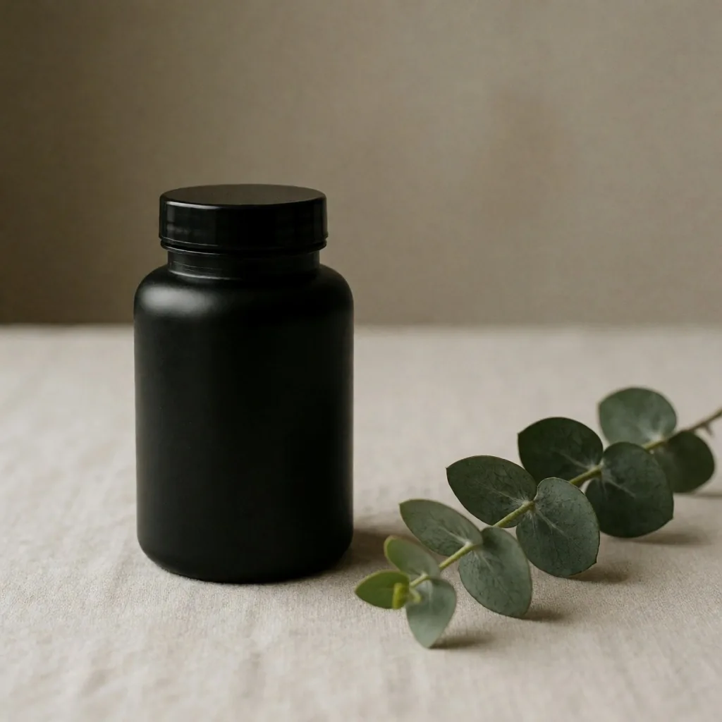 Zinc Balance supplement container with botanical accent