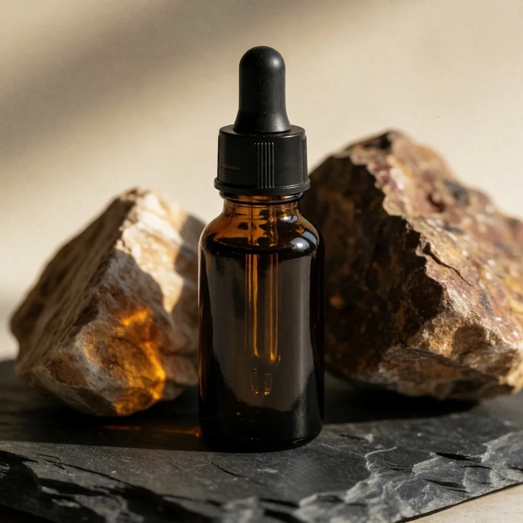 Mineral crystals with a dropper bottle