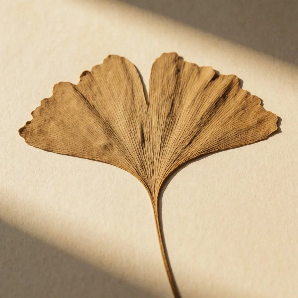 Pressed botanical specimen under warm light