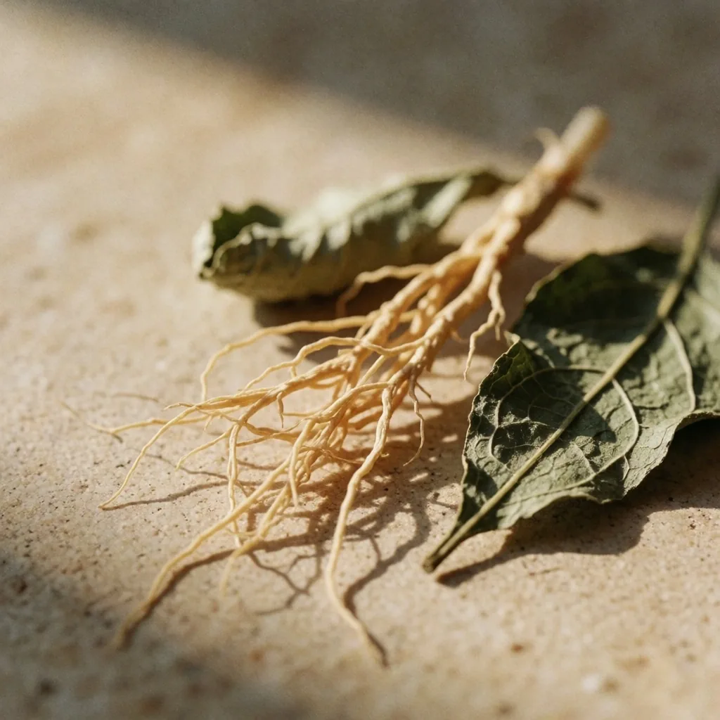 Botanical ingredients on warm stone
