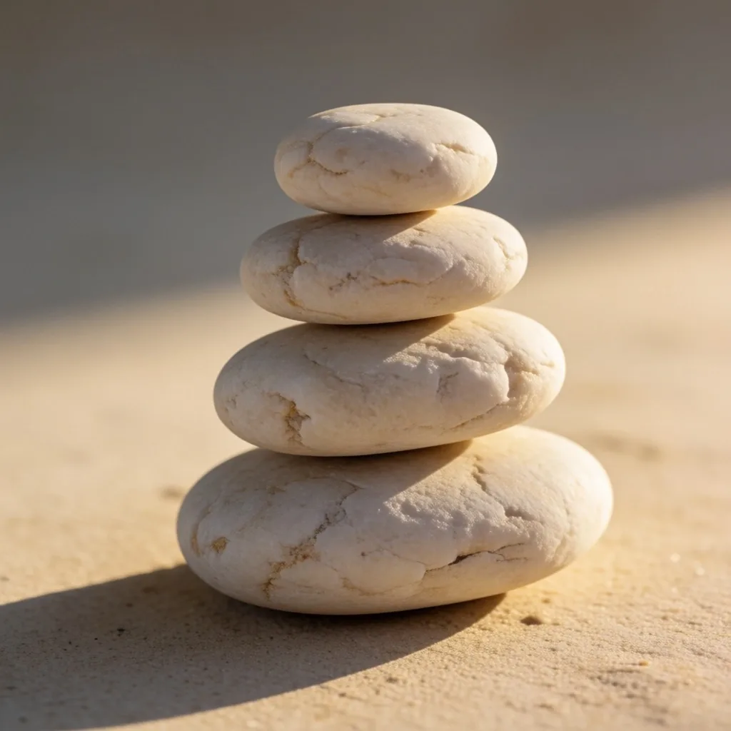 Stacked smooth stones in warm light